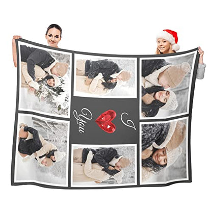 inkArts I Love You Gifts for Couples, Custom Blanket with Photos, Personalized Blankets with Pictures, Photo Blankets Using My Own Photos, Personalised Gifts for Christmas - color: 6 Photos