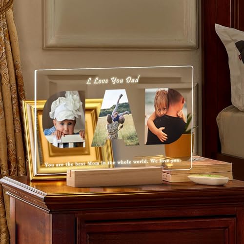 LOUISMIAA Custom Picture Frames,Personalized Photo Frame with Night Light,Customized Picture Frame,Personalized Gift for Father, Dad, Husband from Daughter, Son, Wife - color: Style 9