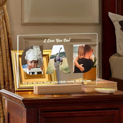 LOUISMIAA Custom Picture Frames,Personalized Photo Frame with Night Light,Customized Picture Frame,Personalized Gift for Father, Dad, Husband from Daughter, Son, Wife - color: Style 9