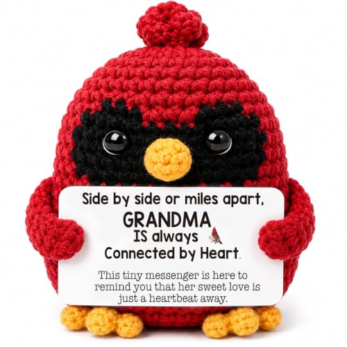 Handmade Crochet Cardinal Memorial Gift Loss of Grandma Grandmother Bereavement Sympathy Remembrance Comfort Condolence Passed Away Loved One Angel Red Bird Spiritual Messenger Keepsake - style: Loss of Grandma