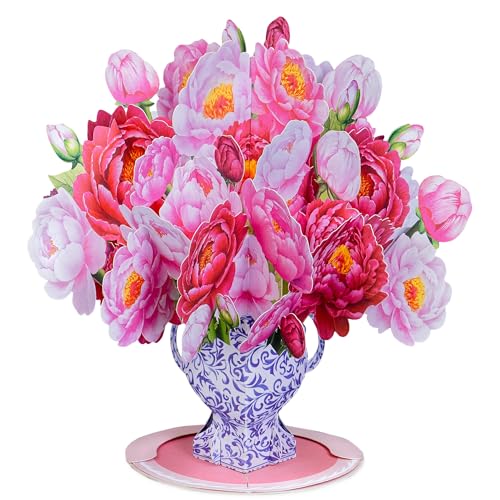 Paper Love 3D Mother's Day Pop Up Flower Bouquet Card, with Peonies Bouquet Forever Flowers Keepsake, For Mom, Wife - Oversized 10" x 7" Cards - Includes Envelope and Note - color: Peonies Bouquet
