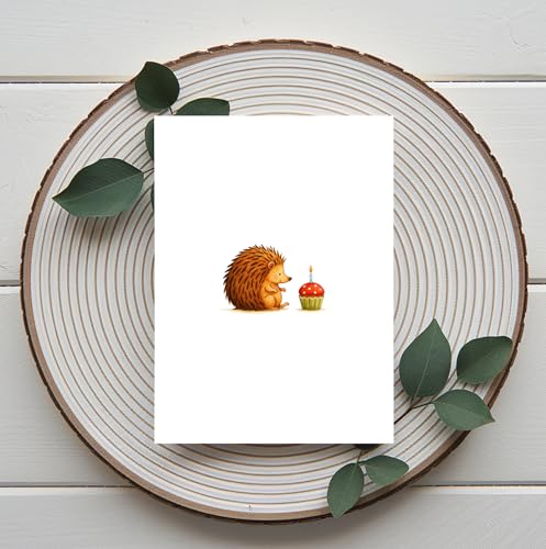 Simple Birthday Card - Pretty Hedgehog Design - Lovely Greeting - Cute Birthday Anniversary - Blank Inside - Card For Him - Her