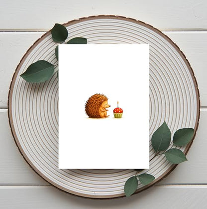 Simple Birthday Card - Pretty Hedgehog Design - Lovely Greeting - Cute Birthday Anniversary - Blank Inside - Card For Him - Her