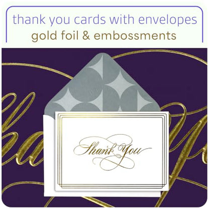 ukee's Elegant Thank You Cards, Gold Foil, 100 Cards with Envelopes | 3.5x5 Blank Notes, Quick Dry Matte Art Paper, Gold Seal Stickers, Bulk Set for Wedding, Baby Shower, Graduation, Business