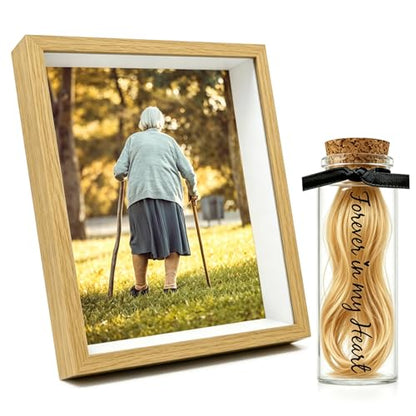Personalization Memorial Photo Frame with Glass Keepsake Jar，Perfect for Preserving Loved One’s Hair & Memories，Sympathy Bereavement Gift - Holds 4x6 inch pictures (wood 4) - color: wood 4