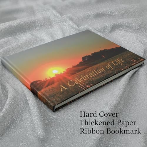Funeral Guest Book - Celebration of Life Funeral Guest Book with Pen & Sign Card, Memorial Guest Book with Hardcover for 280 Guests - Space for Name, Address, Prayers, Memories & Family Tree