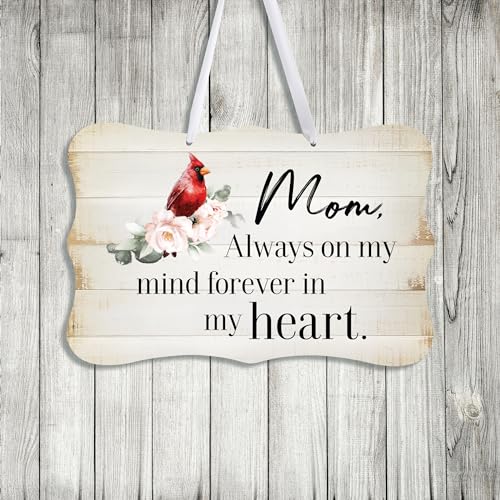 LifeSong Milestones Memorial Wall Hanging Signs Bereavement Keepsake Condolence Funeral Gift For Loss of Loved One 8x12 (Mom, Always On My Mind (White)) - color: Mom, Always On My Mind (White)
