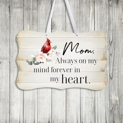 LifeSong Milestones Memorial Wall Hanging Signs Bereavement Keepsake Condolence Funeral Gift For Loss of Loved One 8x12 (Mom, Always On My Mind (White)) - color: Mom, Always On My Mind (White)