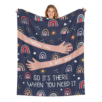 Giwawa Sending You a Big Hug Blanket Get Well Gifts for Women Men After Surgery/Cheer Up/Healing/Cancer Care/Comfort/Feel Better/Thinking of You/Inspirational/Sympathy Throw Blankets 50x60 - color: Hug