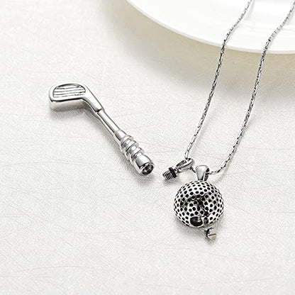 constantlife Cremation Golf Clubs Jewelry for Ashes Urn Necklace Keepsake 316L Stainless Steel Memorial Pendant - color: Golf Ball