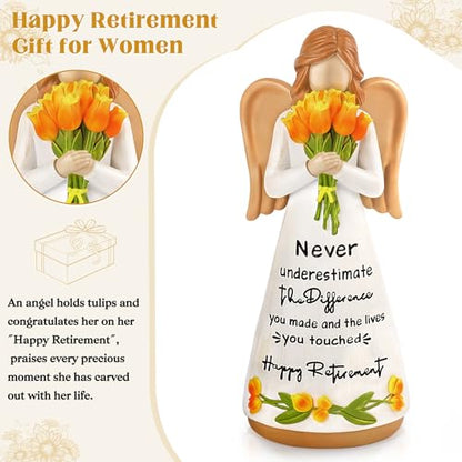 Retirement Gift for Women, Happy Retirement Gift, Retired Angel Figurines - color: White-retirement
