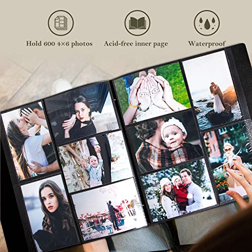 Lanpn Photo Album 4x6 600 Pockets Photos, Linen Cover Large Picture Albums Holds 600 Horizontal and Vertical Photos Black - color: Black, size: 600 Pockets