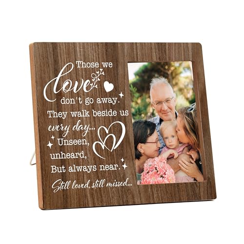Memorial Picture Frame, In Loving Memory Wood Photo Frame, Sympathy Gifts Bereavement Gifts for Loss of Mom Dad Grandparents, Those We Love Don't Go Away Frame, Funeral Remembrance Gifts -d09 - style: Dad