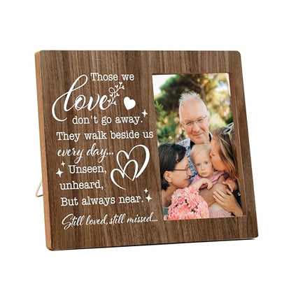 Memorial Picture Frame, In Loving Memory Wood Photo Frame, Sympathy Gifts Bereavement Gifts for Loss of Mom Dad Grandparents, Those We Love Don't Go Away Frame, Funeral Remembrance Gifts -d09 - style: Dad