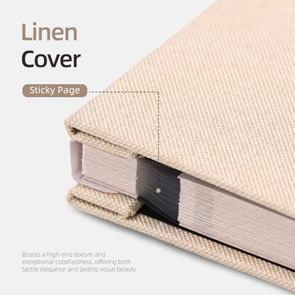 Vienrose Self Adhesive Photo Album, 60 Pages, 11 x 10.6 in, Beige | Scrapbook Album, 30 Sheets, 3x5 4x6 5x7 8x10 Photos, Metallic Pen, DIY Memory Book, Wedding Album, Family Photos - color: Beige, size: 11"x10.6"60 Pages