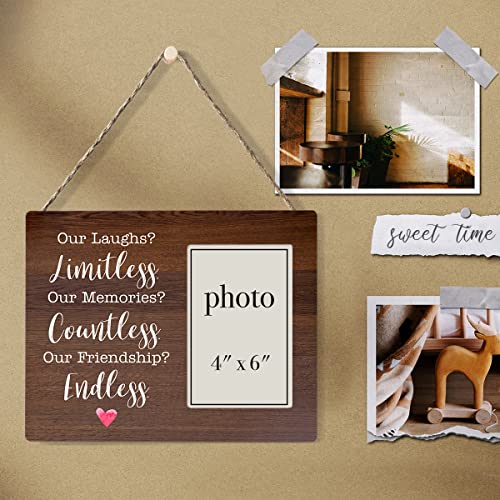 Friends Wooden Picture Frame Gifts, Friendship Gifts for Women Men Friends | Ours Laughs Limitless Our Memories Countless Our Friendship Endless Wood Photo Frame Gifts Idea, Tabletop & Wall Mounting - color: Our