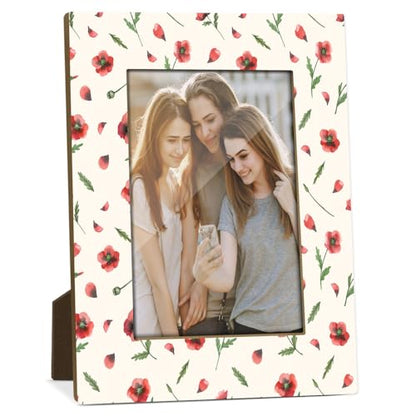Floral Picture Frame, Birthday Gifts for Sisters Girl Mom Friends Women, Red Flower Wooden Picture Frame Fits 4x6 Inch Photo, Home Office Desktop Nightstand Display -075 - color: Floral-1