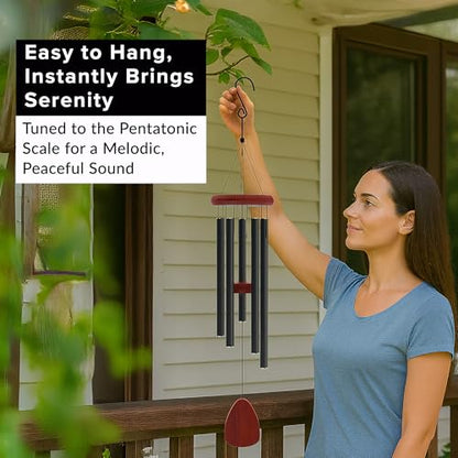 Wind Chimes for Outside - 37" Large Wind Chimes, Classic Black Aluminum Windchimes Outdoors, Zen Gift for Mom, Outdoor Garden Patio Decoration