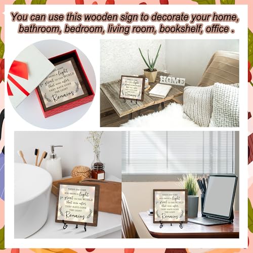 Sympathy Desk Decor Sign, Celebration Of Life Decorations, Desk Decor Signs For Home Bedroom, There Are Some Who Bring A Light Sign, Wooden Decoration With Stand -D02 - style: Brown WoodSign3