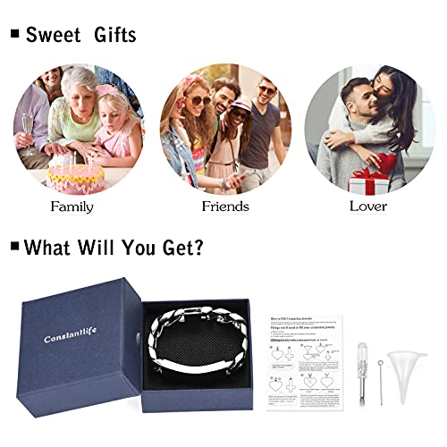 constantlife Cremation Bracelet for Ashes Men Memorial Jewelry Stainless Steel Hand Chain Personalized Customization Keepsake - 7.1 in/ 7.9 in/8.7 in/9.5 in - color: B-Customize