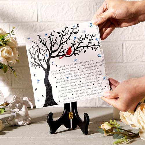 WOODEXPE Sympathy Plaque Sympathy Gift Memorial Gifts with Wooden Stand A Limb Has Fallen from The Family Tree Funeral Condolences Bereavement Grief Gifts Decor Sign Plaque for Loss of Loved One