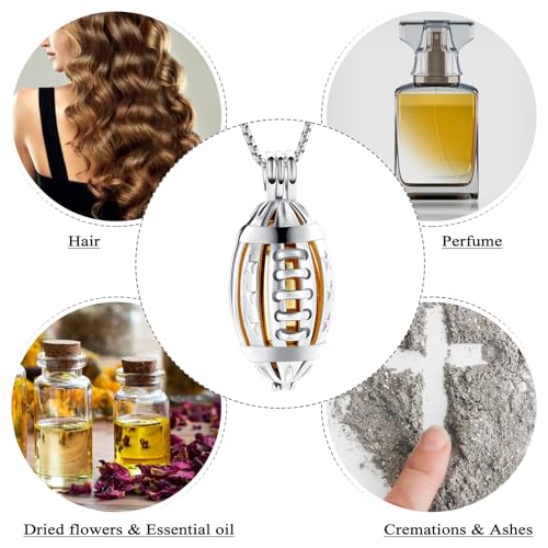 Oinsi American Football Cremation Locket Necklace For Ashes Of Loved Ones Stainless Steel Memorial Urn Jewelry Women Men Keepsake Fashion Necklace - color: A-Customize