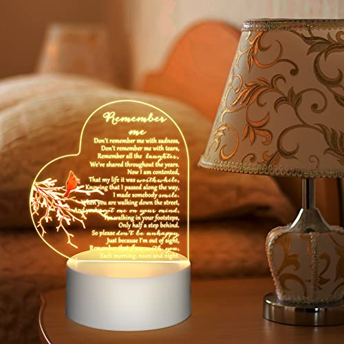 Coume Memorial Night Light, Acrylic Heart, Red Cardinal Bird Style | Sympathy Condolence Gift for Loss of Loved One, Remembrance Bereavement Decor, Heart LED Sign with Cardinal - style: Red Cardinal Bird Style