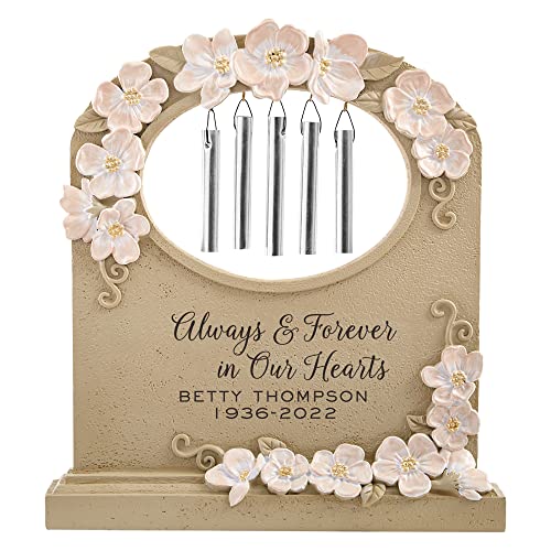 Let's Make Memories Personalized Tabletop Memorial Chime - Sympathy - Condolences - Made of Resin - Flower-Accented - Always & Forever - style: Always & Forever