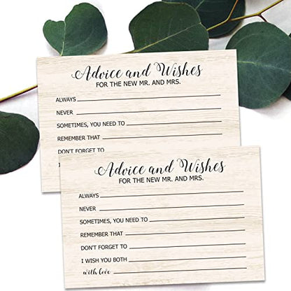 Advice and Wishes Cards for the New Mr and Mrs, Bride & Groom, Newlyweds, Wedding Advice Cards Perfect for Bridal Shower or Wedding, Wedding Guest Book Alternative, Pack of 50 4x6 Inch