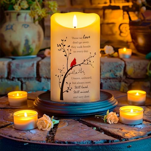 Flameless Memorial Candle, Real Wax LED Light with Remote Sympathy Gifts for Loss of Loved One, Mother, Father - Remembrance Gift (4" x 7") - color: Those We Love Don’t Go Away