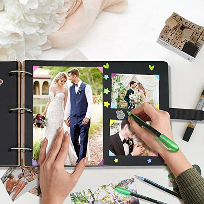 ZEEYUAN Scrapbook Couples Photo Album Love Scrapbook Memory Photo Book "Hand in Hand" Scrap Book- Valentines Day Anniversary Photo Gifts Wedding Guest Book - color: Light Wood Color