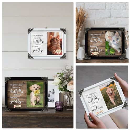 4x6 Covered Dog Memorial Picture Frame, Pet Memorial Gifts for Dogs Cats, Bereavement Frame for Dog Cat in Loving Memory, Loss of Pet Sympathy Gift, Pet Remembrance Gift Wall Tabletop PF205-B