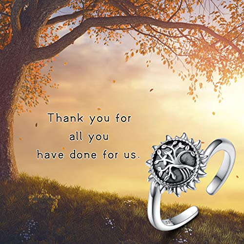 925 Sterling Silver Urn Necklace Ring Bracelet For Ashes Sunshine Cremation Keepsake Pendant Family Tree of Life Ashes Necklace Jewelry Locket Memorial Always in My Heart Memory Necklace Gift - style: Ring