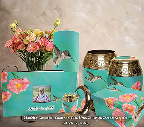 Hummingbird Keepsake Urns for Human Ashes with Velvet Gift Box for Cremation Keepsakes for Ashes - Small Cremation Urn and Small Keepsake Urn Set of 4 - color: Hummingbird