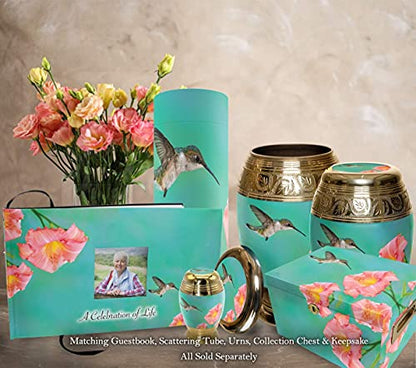 Hummingbird Keepsake Urns for Human Ashes with Velvet Gift Box for Cremation Keepsakes for Ashes - Small Cremation Urn and Small Keepsake Urn Set of 4 - color: Hummingbird