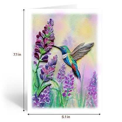 KingKraft Hummingbird Quilling Card, Birthday Card, Anniversary Card for Wife, Husband, Greeting Card for All Occasions, Mothers Day, Valentines Day Card, Thinking of You, Get Well Card - color: Hummingbird