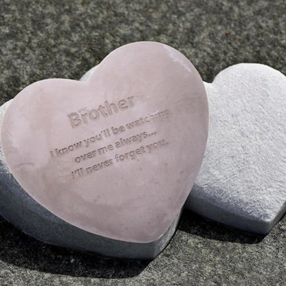Wowser Heart Shaped Brother Memorial Stone, Sympathy Gift, Remembrance Garden Accent, 6 Inches