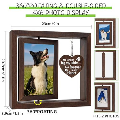 Dog Memorial Gifts for Loss of Dog, Pet Memorial Gifts for Dogs Cat, Loss of Dog Sympathy Gift, Pet Remembrance Bereavement Gift, Dog in Heaven Passing Away Gift, Rotating Picture Frame Fit 4x6 Photo