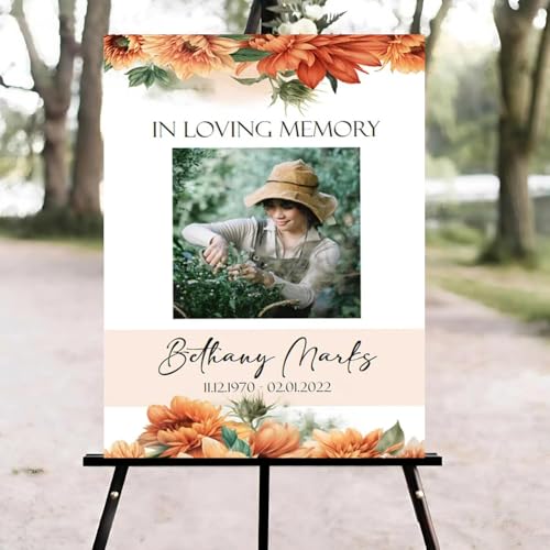 Large Sunflower Celebration of Life Welcome Sign, Funeral Welcome Sign, in Loving Memory Sign, Celebration of Life Funeral Sign, Celebration of Life Sign, Memorial Sign with Photo #Tf22 - color: Version #23