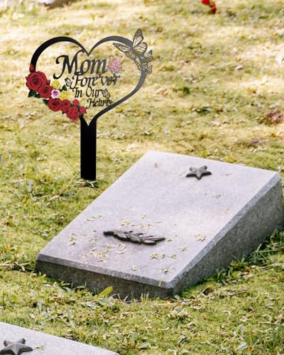 Cemetery Decorations for Grave Mom Heart Rose Butterfly Grave Decorations for Cemetery Grave Decorations - style: mom Rose Butterfly