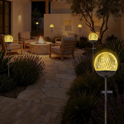 Solar Globe Stake Lights - Twinkle Effect Outdoor Acrylic Ball Garden Lights , Elegant Solar Light,Exquisite Garden Solar Balls light for Yard, Pathway, Patio, gifts for Mom (Bronze stake, 2 pack) - color: Bronze
