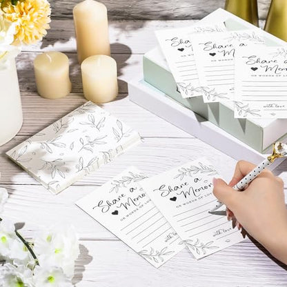 Pajean 50 Pcs Greenery Share a Memory Card, Celebration of Life Cards Box - color: White