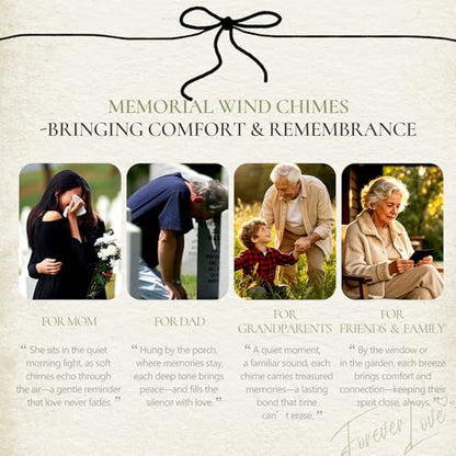 37" Memorial Wind Chimes for Loss of Loved One | Sympathy & Bereavement Gift for Mom, Dad, Husband, Grandparents, Loss of Loved One, with Sympathy Card, Deep Soothing Tone - size: 37 inch-Teardrop shaped