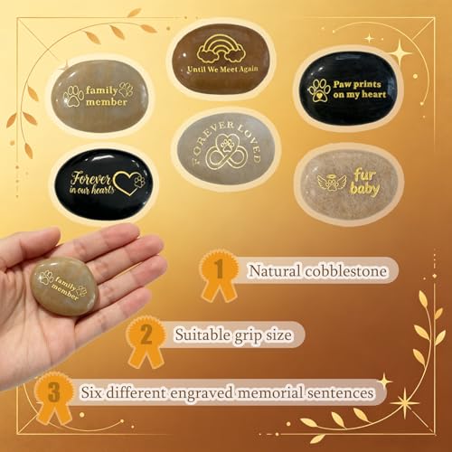 12 Pcs 1.97 Inches Pet Memorial Stone for Garden, Dog Memorial Gifts for Loss of Dog Sympathy Gift, Rainbow Bridge Remembrance Stone, Dog Grave Markers Outdoor, Bereavement Gift for Cat Passing Away