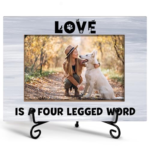 Yuansail Dog Picture Frame - Love Is a Four-Legged, Dog Photo Frames, Pet Memorial Gifts For Mom Dad, Paw Print Picture Frame, Pet Lover Gift, 4x6 Photo Frames Wood Horizontal -92 - color: paw-05