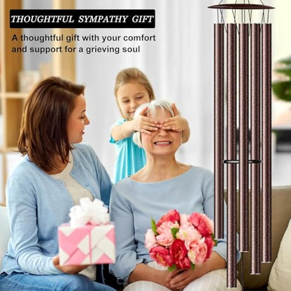 68” Large Wind Chimes for Outside Deep Tone, Bronze WindChimes for Women Mom Grandma, Memorial Sympathy Wind Chime for Loss of Loved One - size: Bronze-68 Inch-5 Tubes