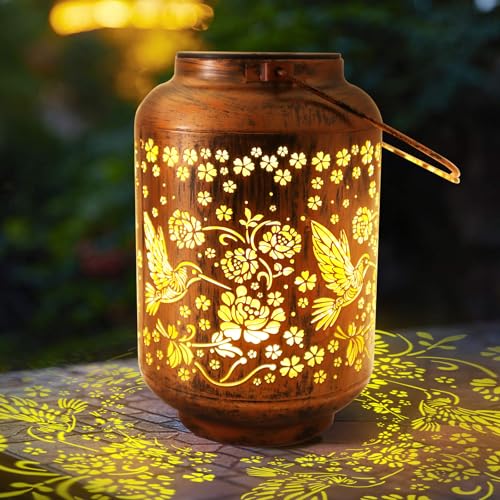 Solar Lantern Outdoor, Hummingbird Solar Light for Grave Cemetery Decor, Waterproof Garden Yard Solar Lights, Heavenly Gift for Mom Grandma Women on Mother Day, Memorial Day, Christmas