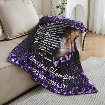 Vsmoedb Custom Memorial Blanket with Pictures for Loss of Loved One - color: Select10