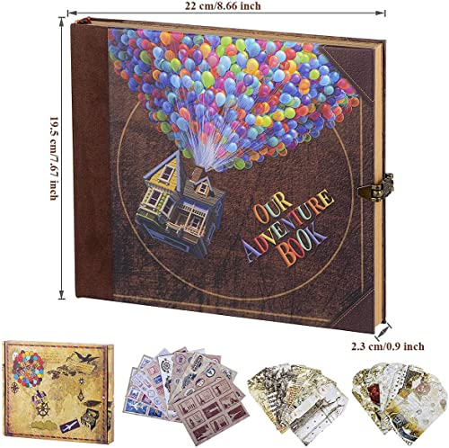 Scrapbook Photo Album Our Adventure Book Embossed Hard Cover | Movie Up Travel Memory Book for Anniversary Wedding Travelling Baby Shower Gifts - color: Adventurebook Ball