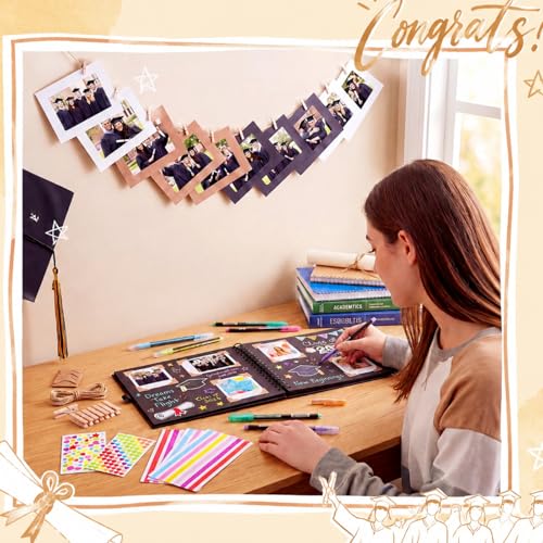 Eaasty 80 Pages 2026 Graduation Scrapbook DIY Kit Grad Guest Book Photo Album with Stickers Markers Photo Frames Clips for 2026 College High School Memory Book Gifts Party Supplies 3.15 x 4.72"